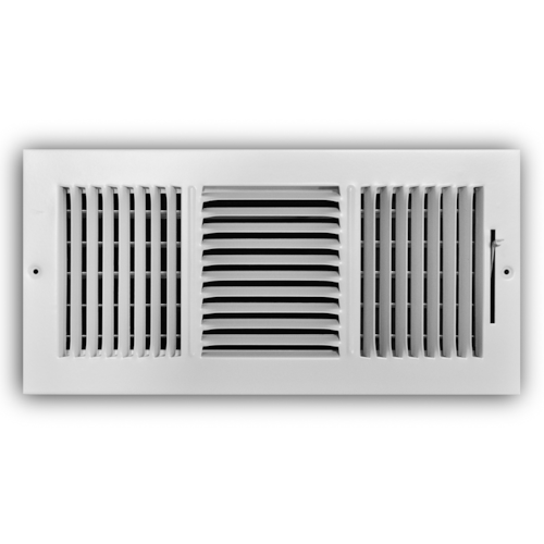 103M 14X06 STEEL SDWLL / CLNG SUPPLY REGISTER (MS DMPR) 3-WAY DEFLECTN 1/2" SPCNG 14 X 06 WHITE TRUAIRE