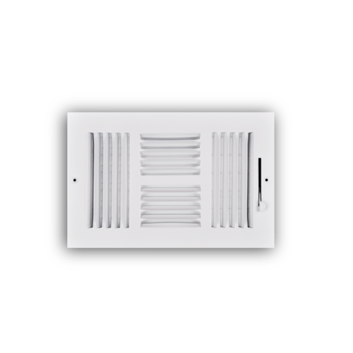 104M 10X06 STEEL SDWLL / CLNG SUPPLY REGISTER (MS DMPR) 4-WAY DEFLECTN 1/2" SPCNG 10 X 06 WHITE TRUAIRE