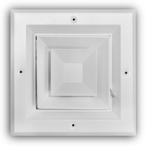 A504M 06X06 ALUM SRFC MNT DIRECTIONAL DIFFUSER (MS DAMPER) 4-WAY BLOW 06 X 06 WHITE TRUAIRE