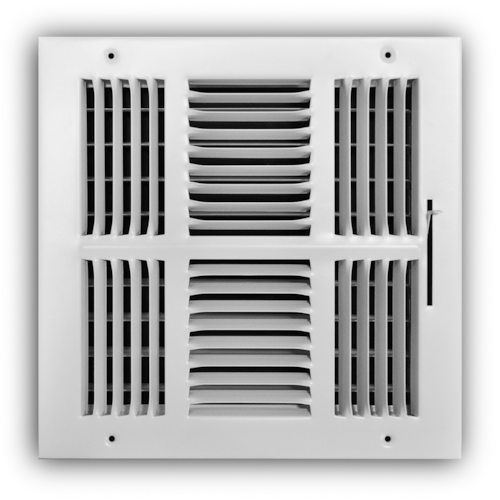 104M 10X10 STEEL SDWLL / CLNG SUPPLY REGISTER (MS DMPR) 4-WAY DEFLECTN 1/2" SPCNG 10 X 10 WHITE TRUAIRE