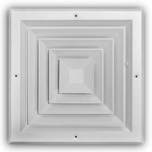A504M 10X10 ALUM SRFC MNT DIRECTIONAL DIFFUSER (MS DAMPER) 4-WAY BLOW 10 X 10 WHITE TRUAIRE