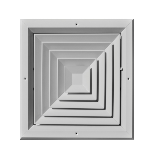 A504M 12X12 ALUM SRFC MNT DIRECTIONAL DIFFUSER (MS DAMPER) 4-WAY BLOW 12 X 12 WHITE TRUAIRE