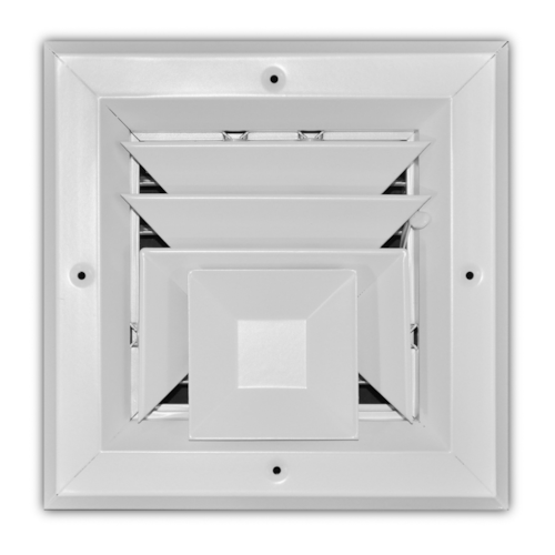 A503M 06X06 ALUM SRFC MNT DIRECTIONAL DIFFUSER (MS DAMPER) 3-WAY BLOW 06 X 06 WHITE TRUAIRE