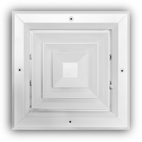 A504M 08X08 ALUM SRFC MNT DIRECTIONAL DIFFUSER (MS DAMPER) 4-WAY BLOW 08 X 08 WHITE 10/CS TRUAIRE