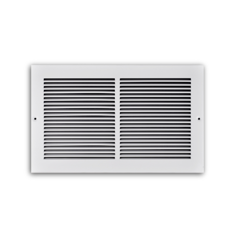 123RW 14X08 STEEL BASEBOARD RETURN GRILLE (NO DMPR) 1/3" SPCNG 3/4" TURNBACK 14 X 08 WHITE TRUAIRE