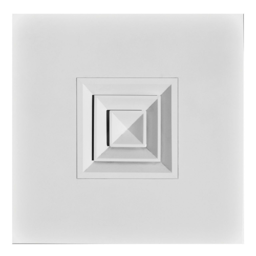 5404SDO-RD06 STEEL LAYIN DIRECTIONAL DIFFUSER (OB DAMPER) 4-WAY BLOW 24 X 24 LAYIN W/6" RND NECK WHITE TRUAIRE