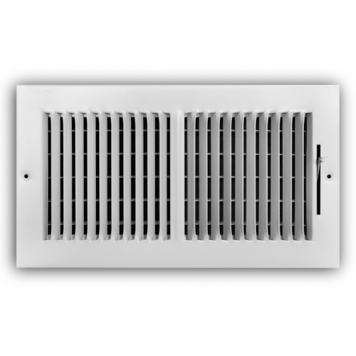 102M 12X06 STEEL SDWLL / CLNG SUPPLY REGISTER (MS DMPR) 2-WAY DEFLECTN 1/2" SPCNG 12 X 06 WHITE TRUAIRE