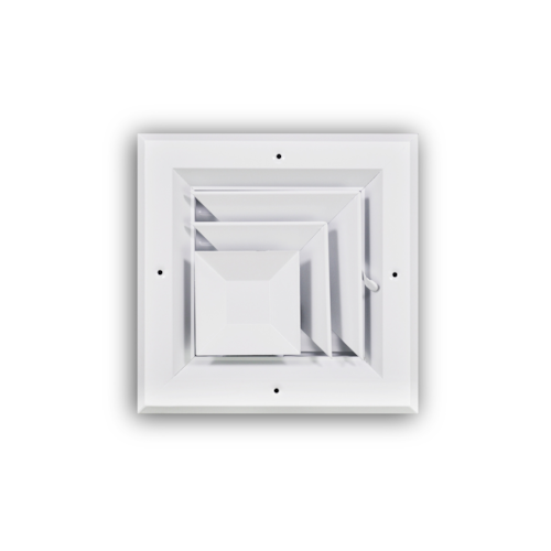 A505M 06X06 ALUM SRFC MNT DIRECTIONAL DIFFUSER (MS DAMPER) 2-WAY CORNER BLOW 06 X 06 WHITE TRUAIRE