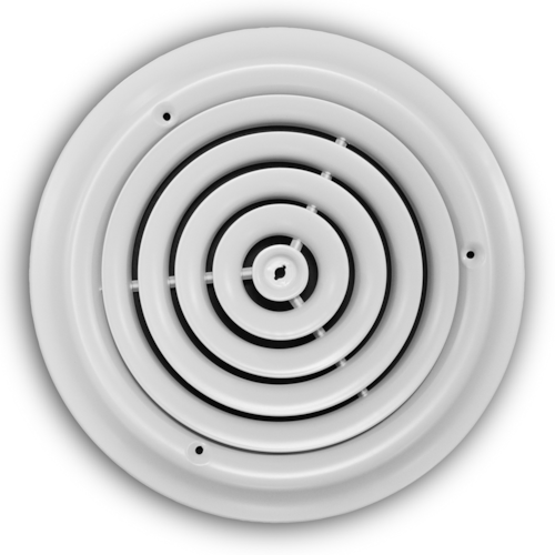 800-10 STEEL ROUND RESIDENTIAL DIFFUSER (NO DAMPER) 10" WHITE TRUAIRE