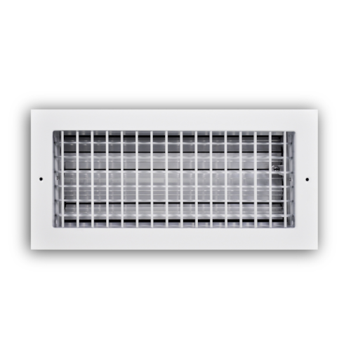 A220VO 14X06 ALUMINUM DOUBLE DEFLECTION SUPPLY REGISTER (OB DAMPER) VERT BLADES 14 X 06 WHITE TRUAIRE