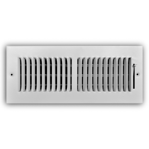 102M 12X04 STEEL SDWLL / CLNG SUPPLY REGISTER (MS DMPR) 2-WAY DEFLECTN 1/2" SPCNG 12 X 04 WHITE TRUAIRE