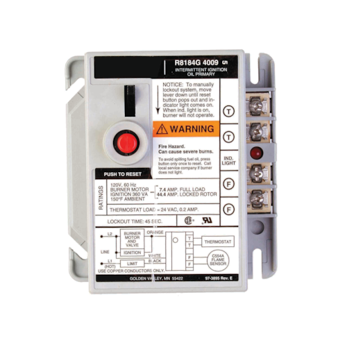 R8184G4082/U REPL OIL BURNER CONTROL W/MANUAL SAFETY SWITCH 45SEC TIMING HONEYWELL/RESIDEO