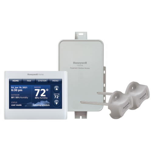 YTHX9421R5085WW/U PRESTIGE IAQ HD 2-WIRE KIT W/ EIM REDLINK ENABLED W/ THX9421R5021WW 2 DUCT SENSORS WHITE FRONT HONEYWELL