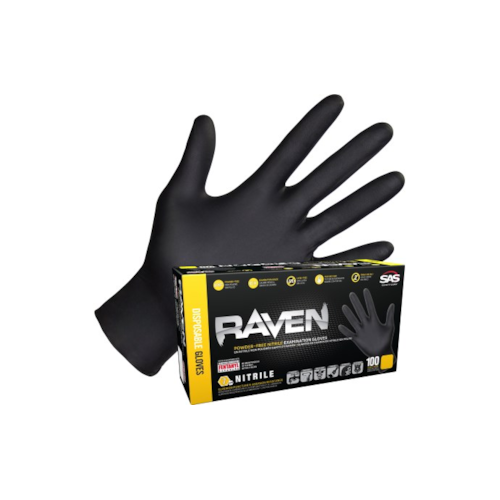 Raven Powder-Free Exam Grade Nitrile Disposable Gloves - 7 Mil - 100PK