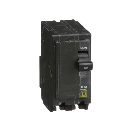 Mini circuit breaker, QO, 60A, 2 pole, 120/240VAC, 10kA, plug in mount