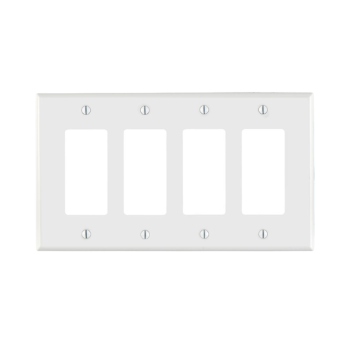 4-Gang Decora Wallplate, Midway Size, Thermoplastic Nylon