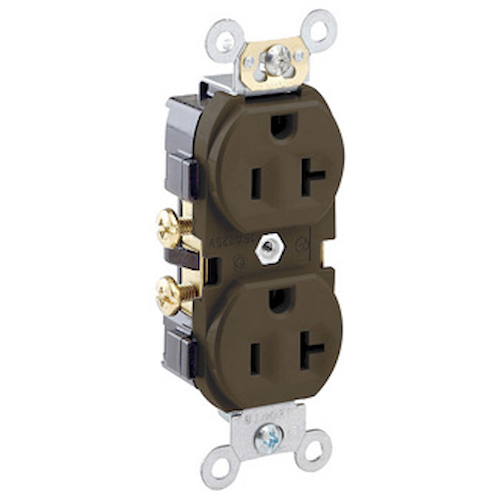 20 Amp Duplex Receptacle/Outlet, Commercial Grade, Self-Grounding