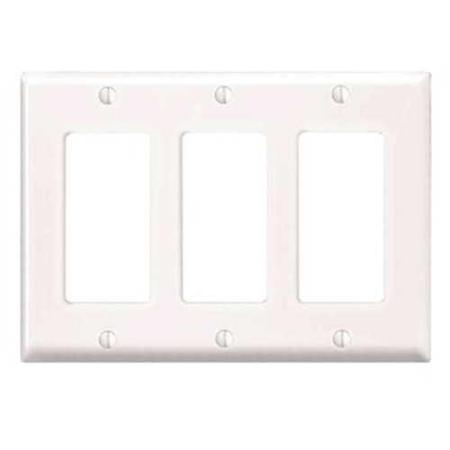 3-Gang Decora Wallplate, Midway Size, Thermoplastic Nylon