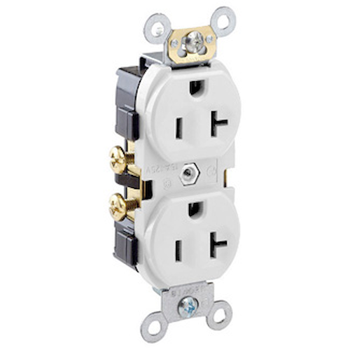 20 Amp Duplex Receptacle/Outlet, Commercial Grade, Self-Grounding