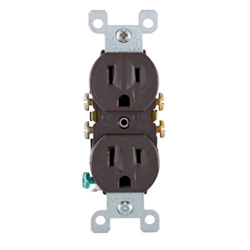 15 Amp Duplex Outlet/Receptacle, Contractor Pack, Grounding