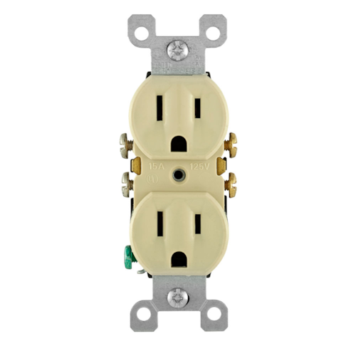 15 Amp Duplex Outlet/Receptacle, Contractor Pack, Grounding