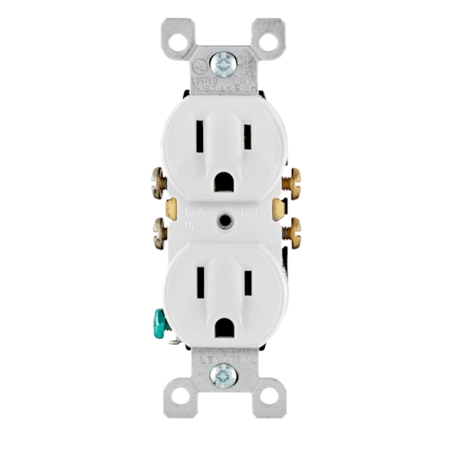 15 Amp Duplex Outlet/Receptacle, Contractor Pack, Grounding