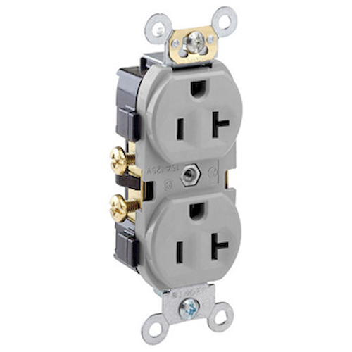 20 Amp Duplex Receptacle/Outlet, Commercial Grade, Self-Grounding