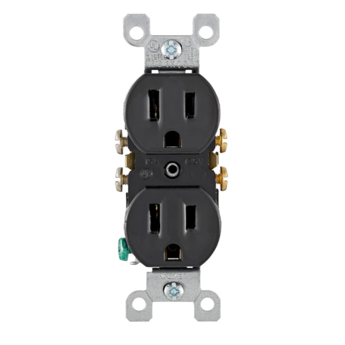 15 Amp Duplex Outlet/Receptacle, Contractor Pack, Grounding