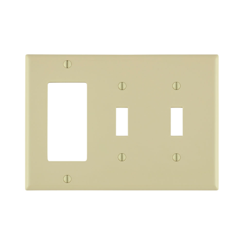 3-Gang Combination Wallplate 2-Toggle 1-Decora/GFCI Combination, Standard Size, Thermoplastic Nylon