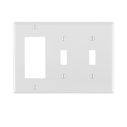 3-Gang Combination Wallplate 2-Toggle 1-Decora/GFCI Combination, Standard Size, Thermoplastic Nylon