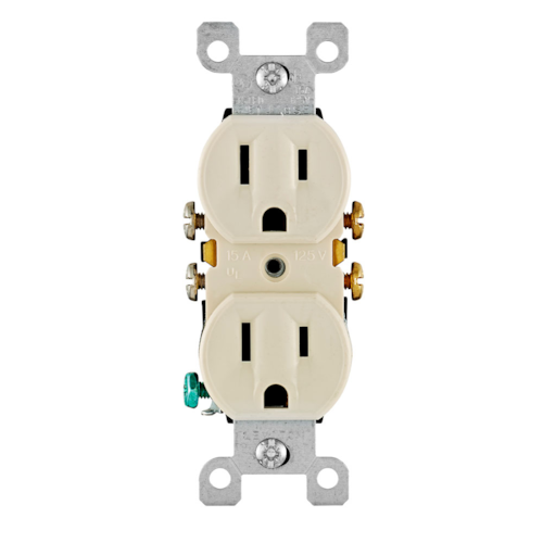 15 Amp Duplex Outlet/Receptacle, Contractor Pack, Grounding