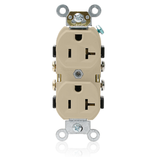 20 Amp Duplex Receptacle/Outlet, Commercial Grade, Self-Grounding
