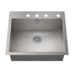 3822-4-NA VAULT 4H SINGLE BASIN SINK, 9" DEEP, DROP IN/UNDERMOUNT 25X22